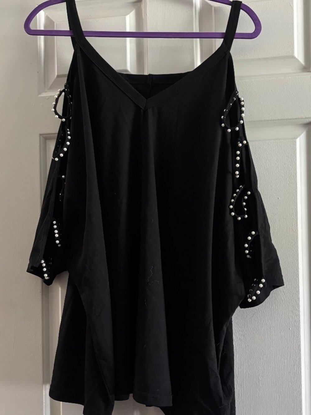 NWT Black top with Pearl sleeves